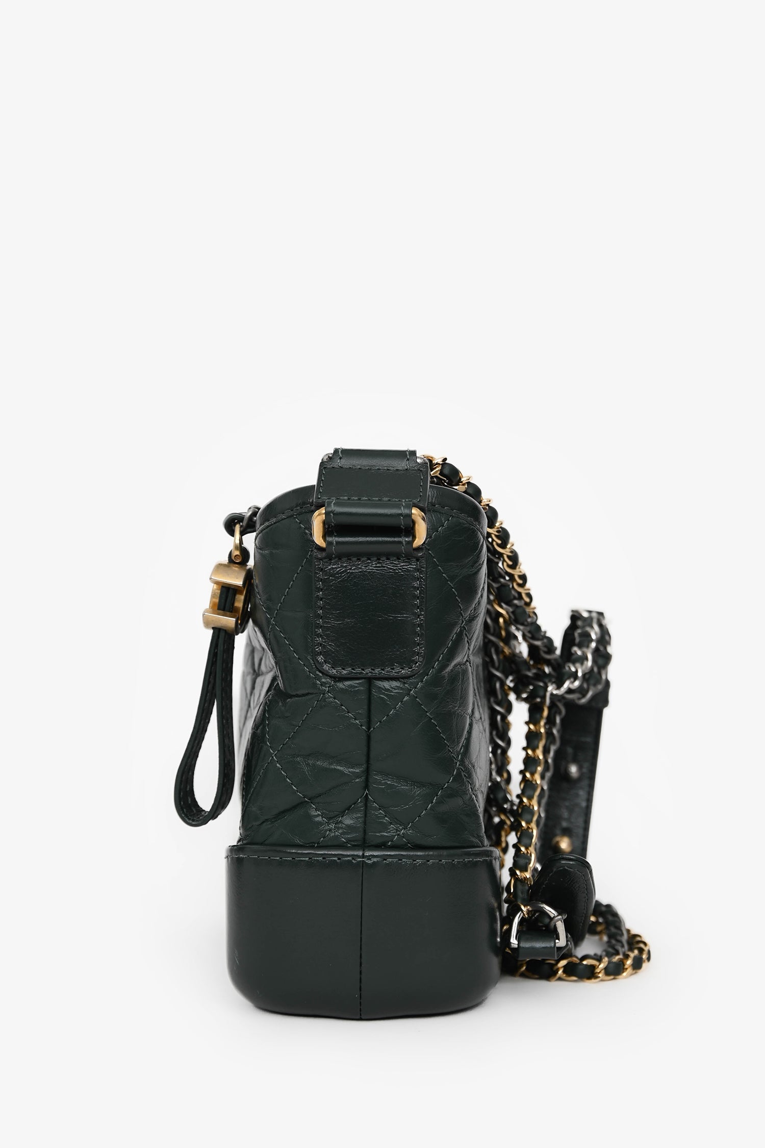 Pre-Loved Chanel™ Green Aged Leather Small Gabrielle Crossbody