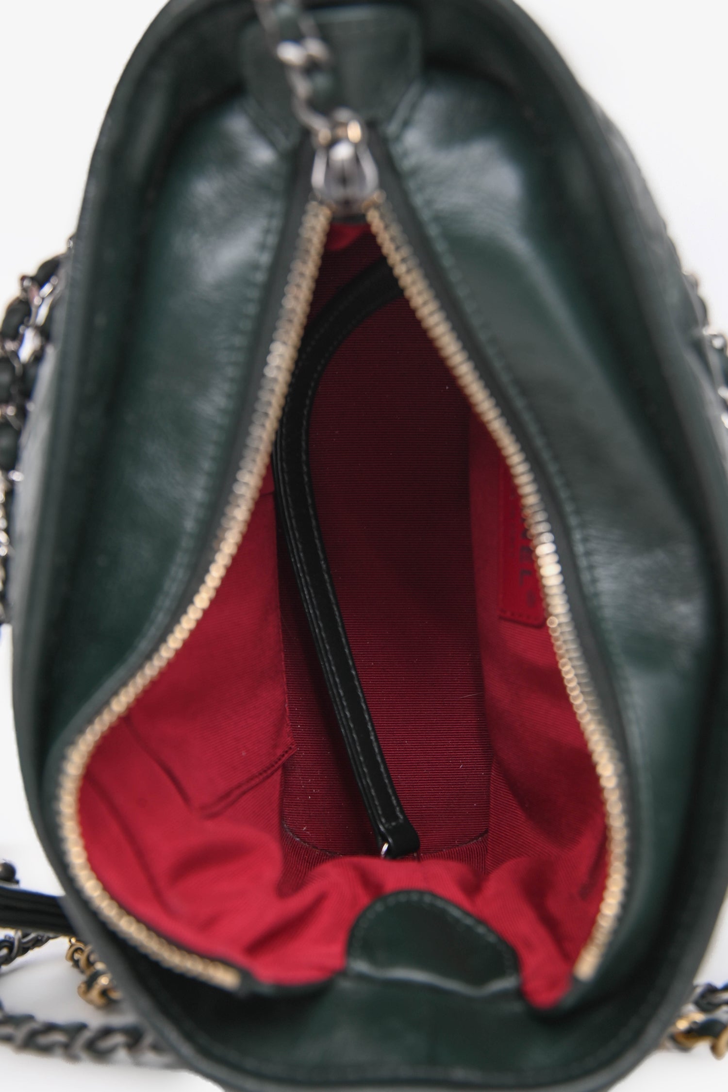 Pre-Loved Chanel™ Green Aged Leather Small Gabrielle Crossbody