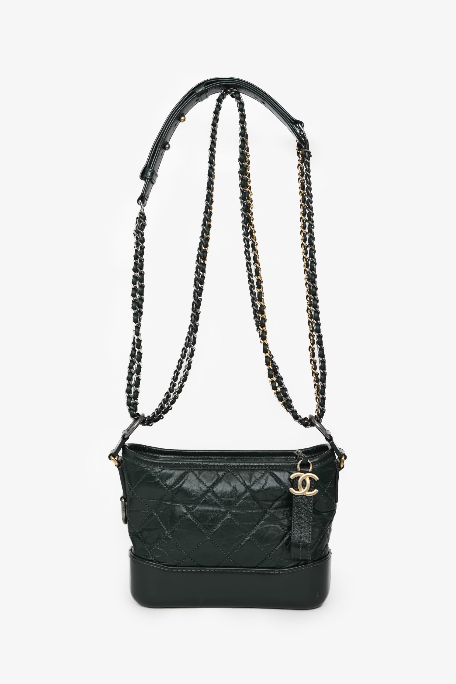 Pre-Loved Chanel™ Green Aged Leather Small Gabrielle Crossbody