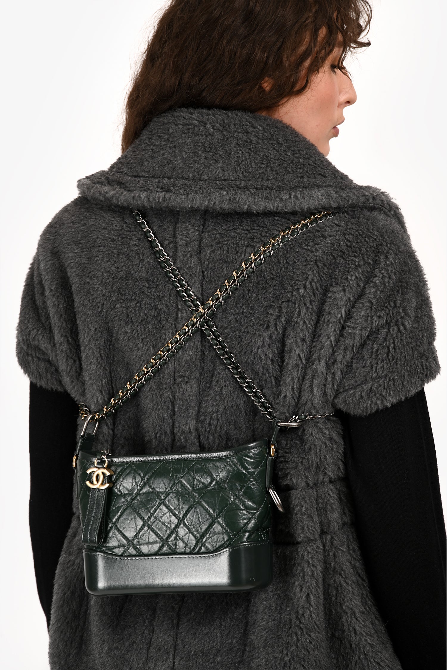 Pre-Loved Chanel™ Green Aged Leather Small Gabrielle Crossbody
