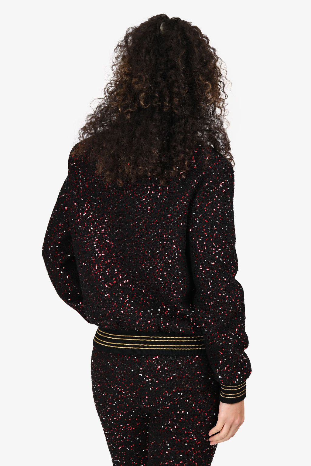 Saint Laurent 2018 Black/Red Sequin Bomber Jacket Size F38 Mens
