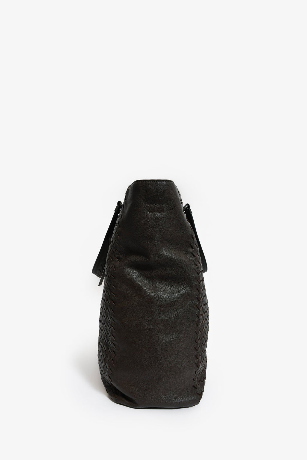 Bottega Veneta Black Intrecciato Leather Top Handle Tote Bag With Strap