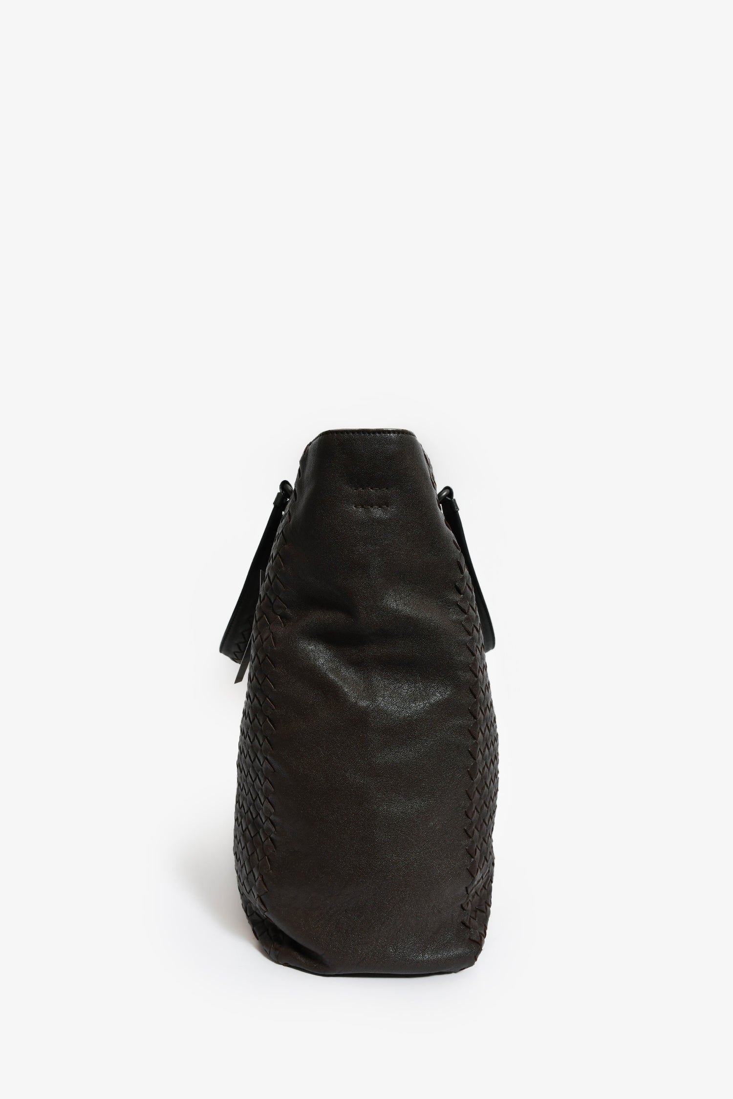 Bottega Veneta Black Intrecciato Leather Top Handle Tote Bag With Strap