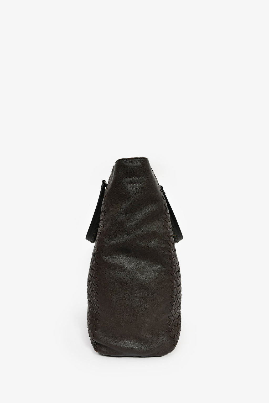 Bottega Veneta Black Intrecciato Leather Top Handle Tote Bag With Strap