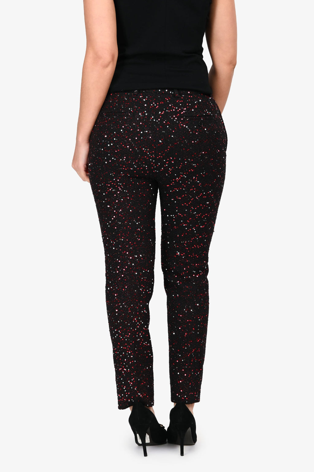Saint Laurent 2018 Black/Red Sequin Trousers Size 44 Mens