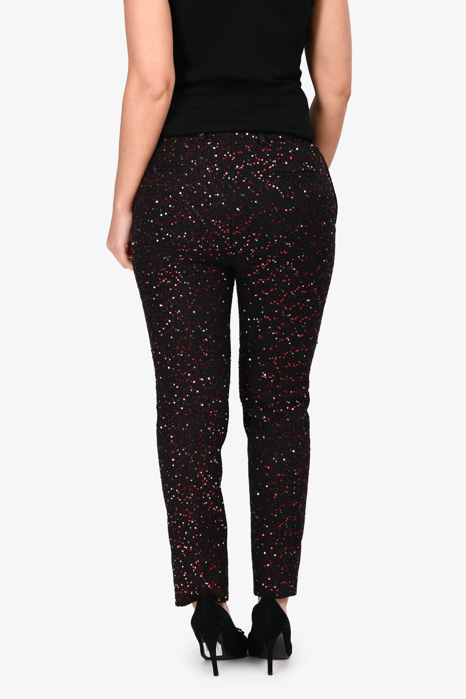Saint Laurent 2018 Black/Red Sequin Trousers Size 44 Mens