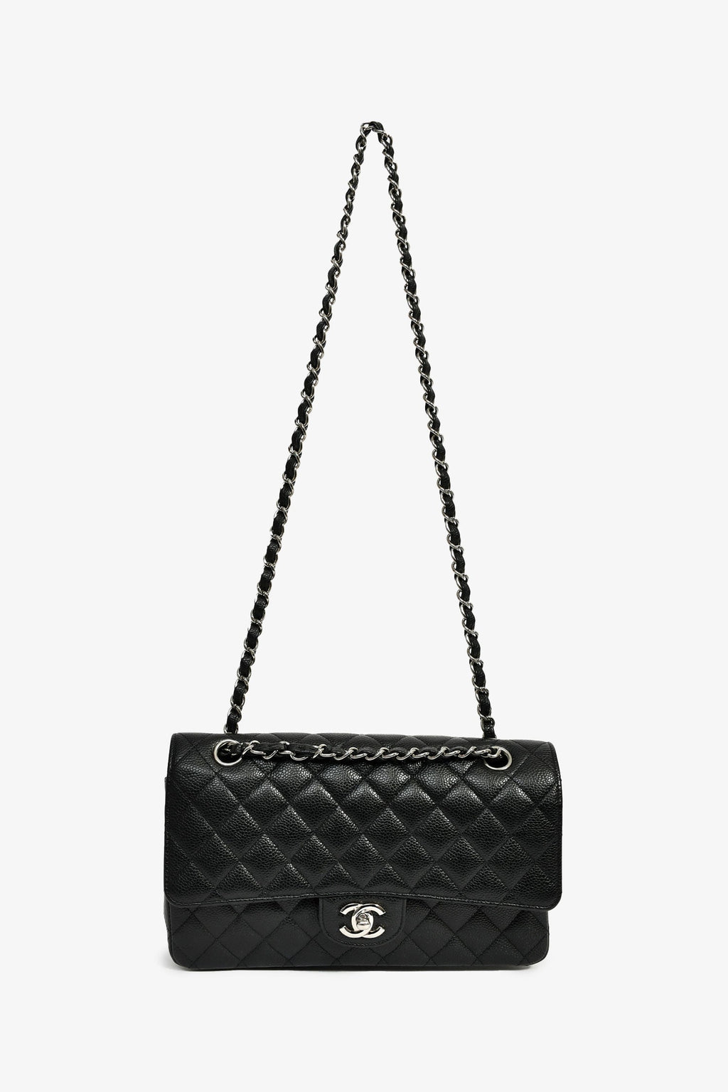 Pre-Loved Chanel™ 2010-11 Black Caviar Leather Medium Double Flap SHW