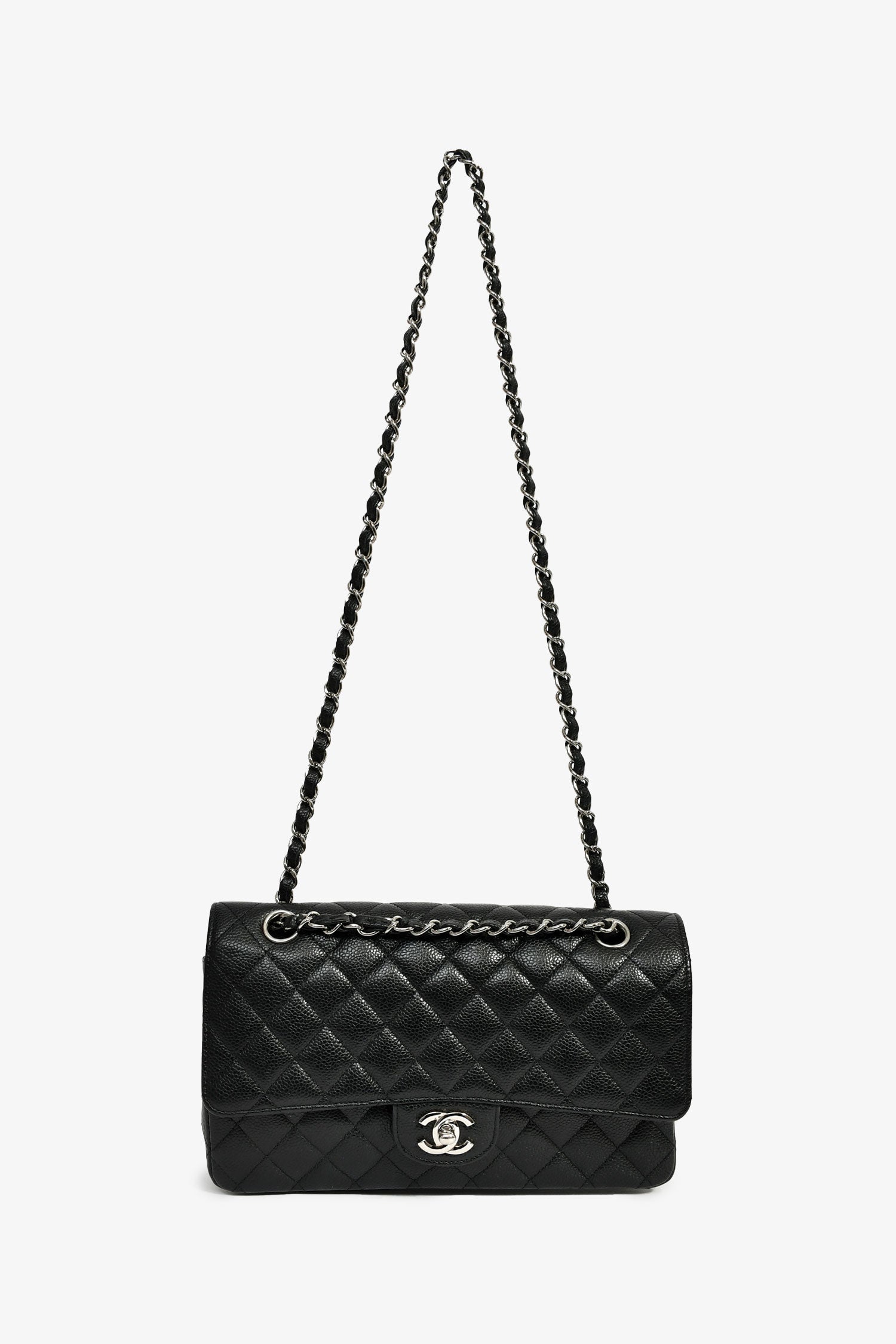 Pre-Loved Chanel™ 2010-11 Black Caviar Leather Medium Double Flap SHW