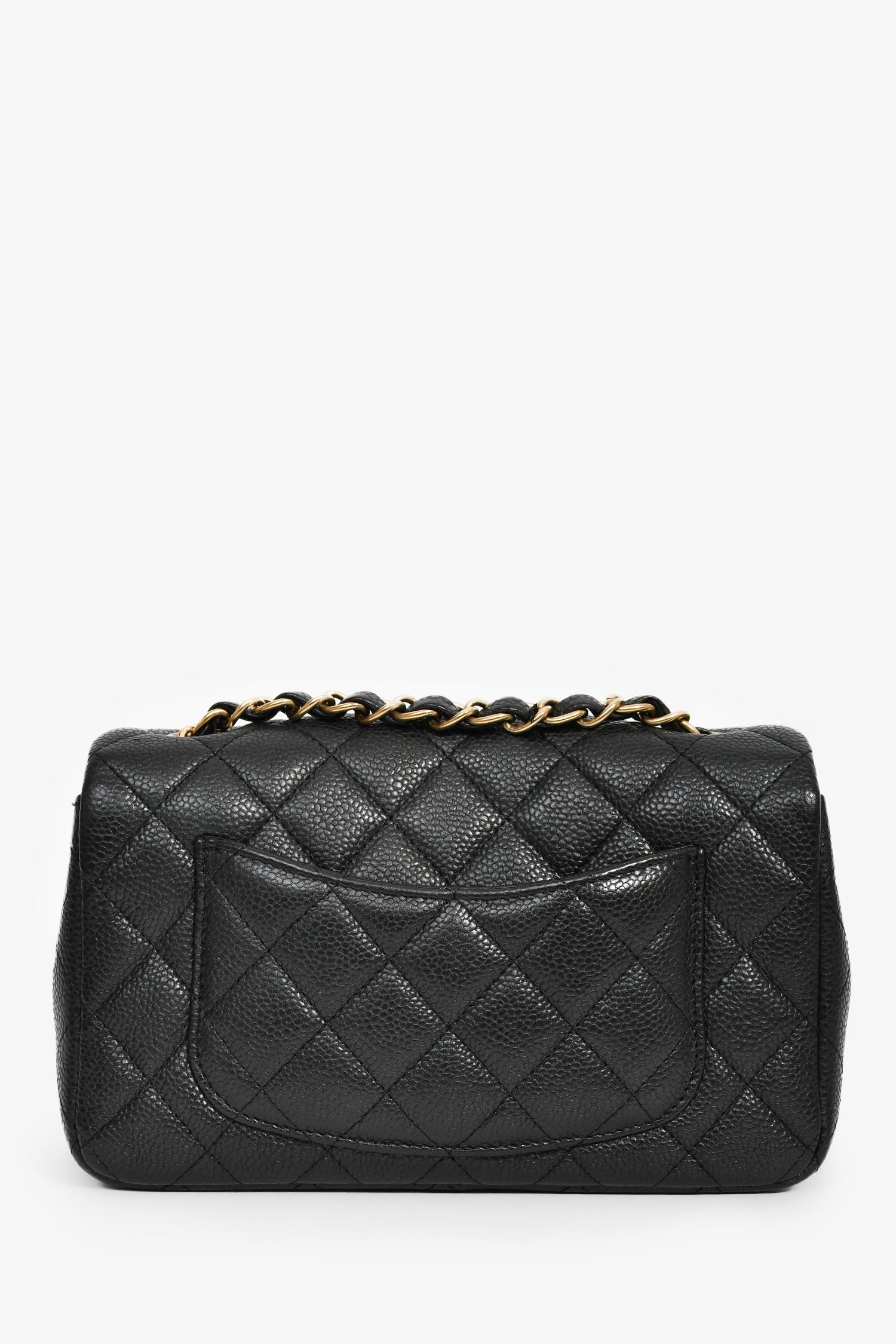 Pre-Loved Chanel™ 2014/15 Black Caviar Rectangular Mini Top Handle Flap Bag with Chain Strap