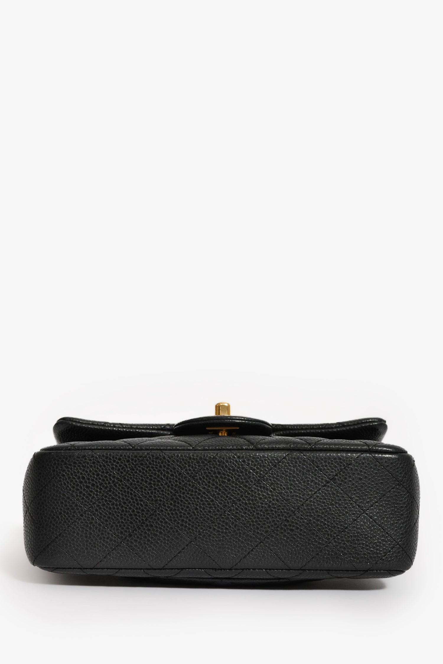 Pre-Loved Chanel™ 2014/15 Black Caviar Rectangular Mini Top Handle Flap Bag with Chain Strap