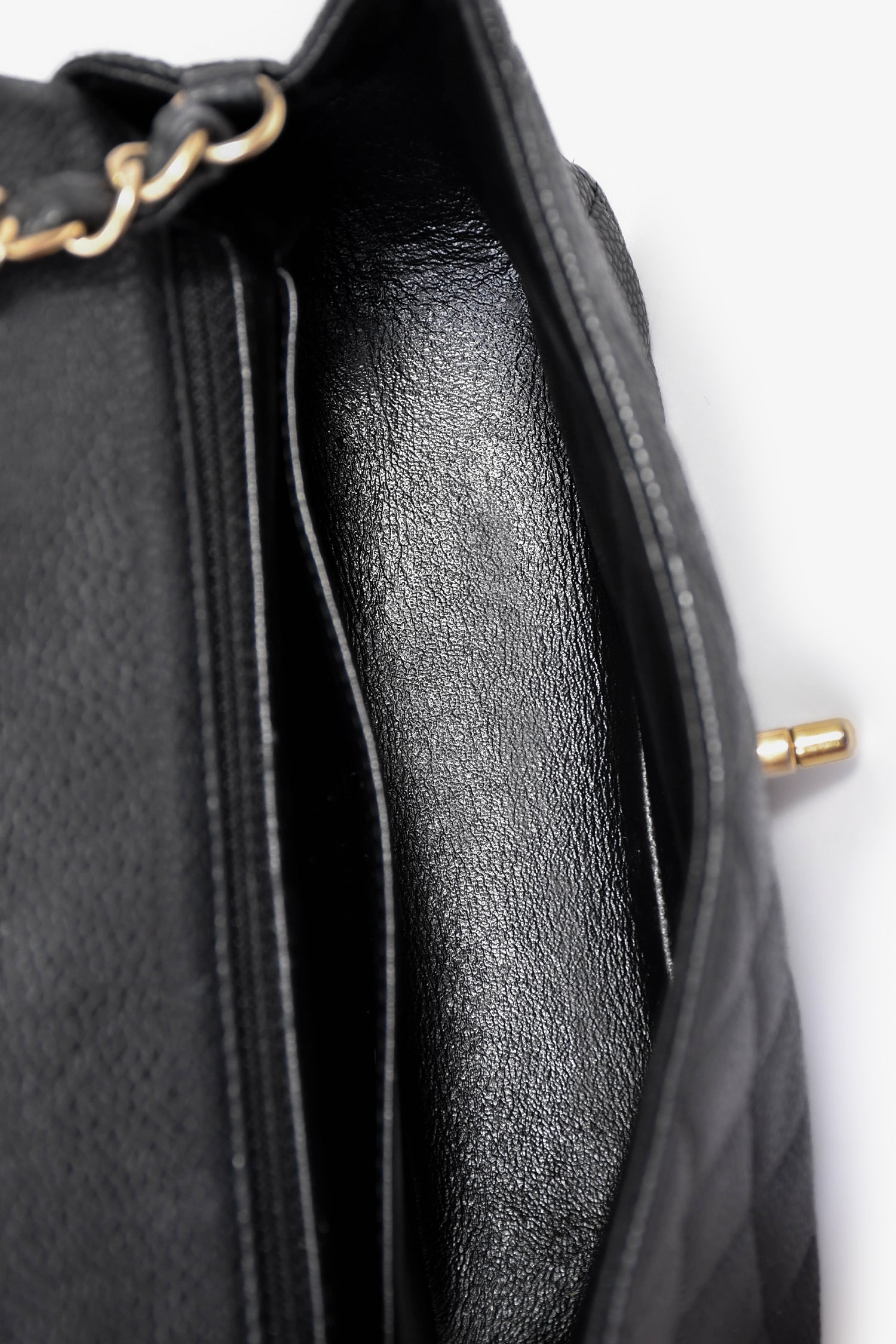 Pre-Loved Chanel™ 2014/15 Black Caviar Rectangular Mini Top Handle Flap Bag with Chain Strap