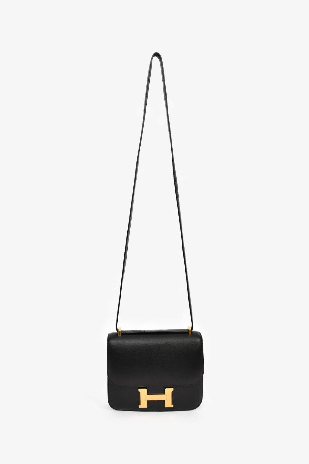 Hermès 2016 Black Swift Leather Mini Constance 18