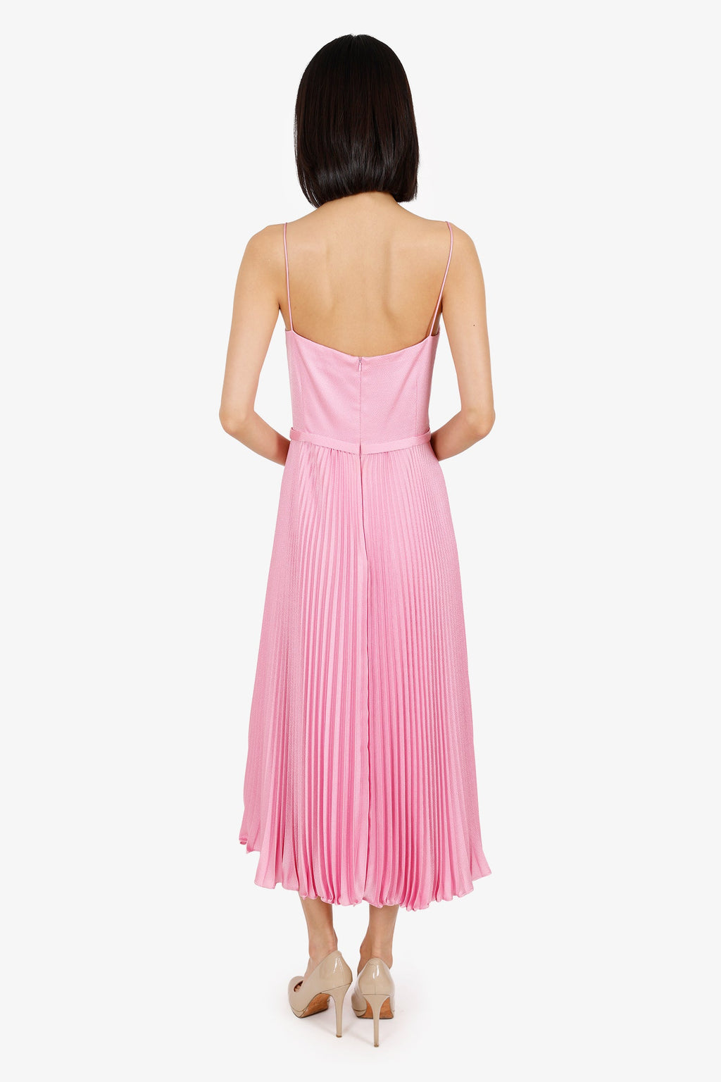 ML Monique Lhuillier Pink Pleated Mini Dress Size 16