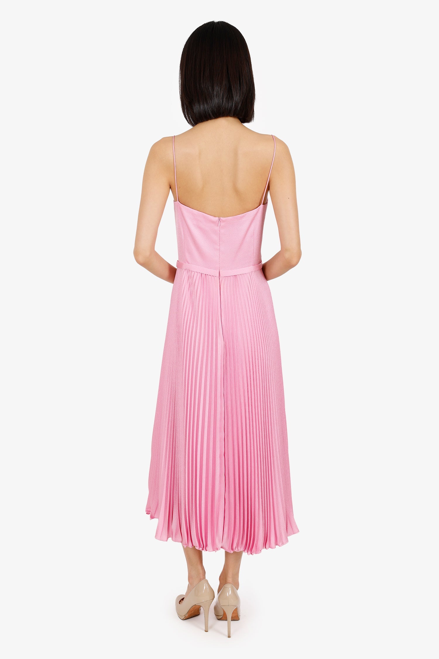 ML Monique Lhuillier Pink Pleated Mini Dress Size 16