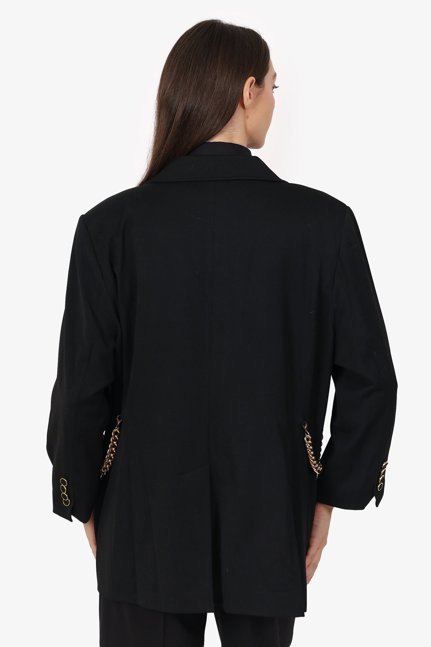 Tanya Taylor Black Chain Detail Double Breasted Blazer Size 20