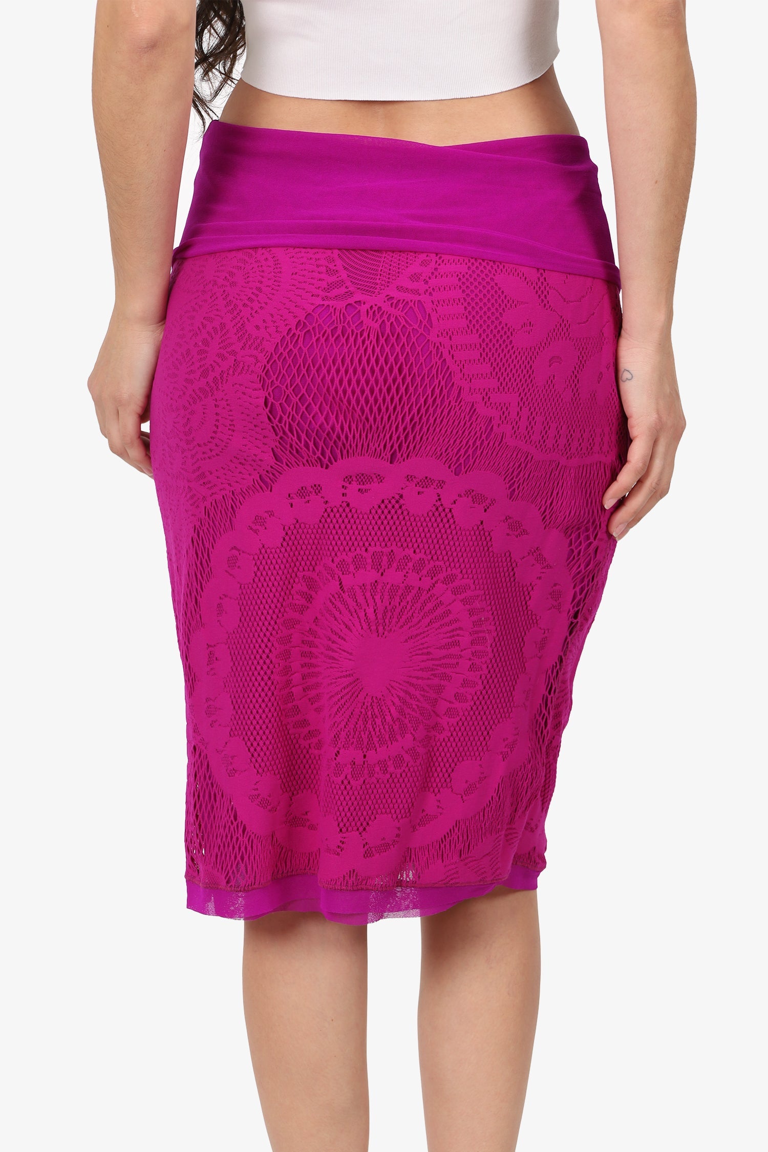 Jean Paul Gaultier Soleil Purple Floral Mesh Skirt Size XXL