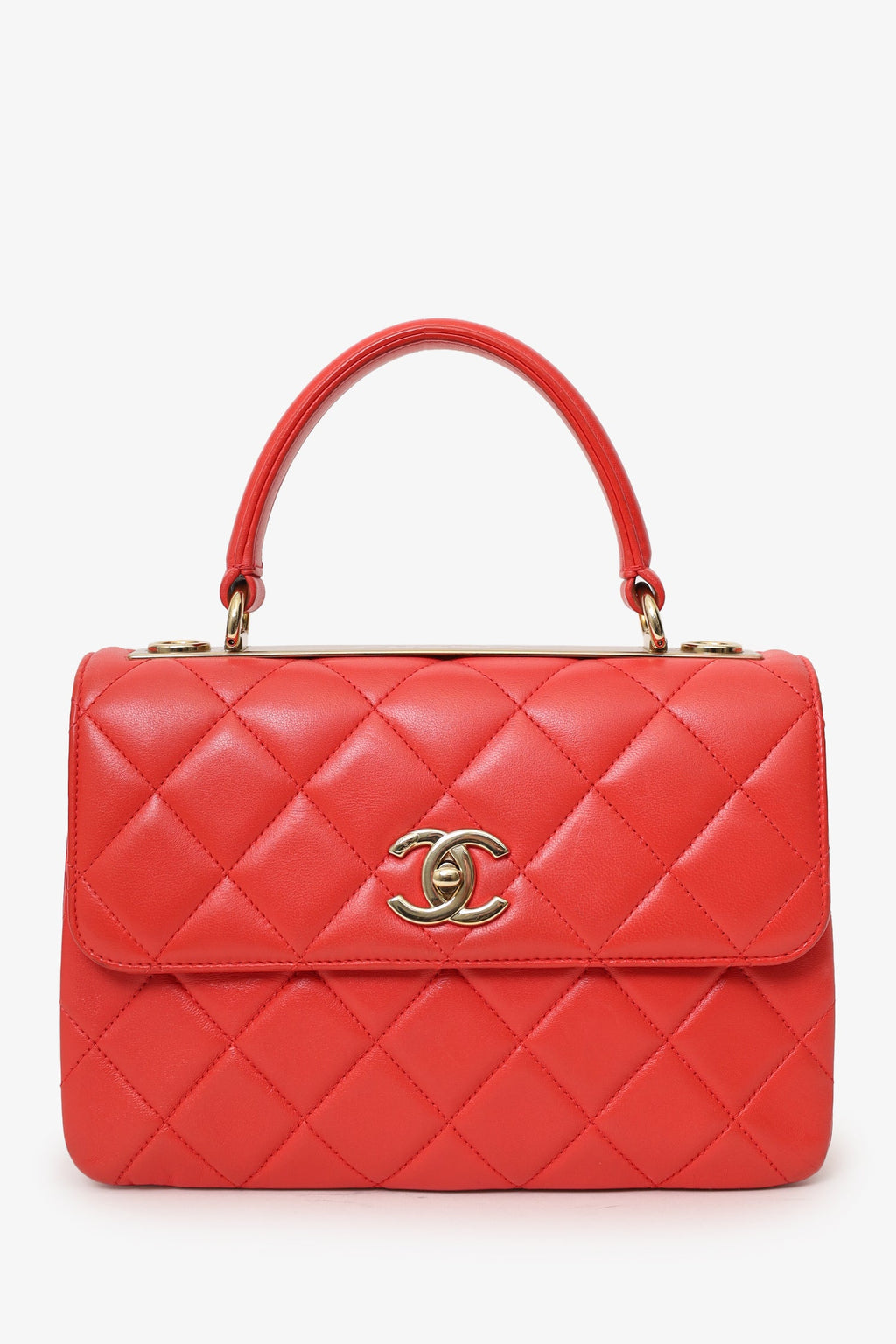 Pre-Loved Chanel™ 2019 Red Leather Trendy CC Small Top Handle