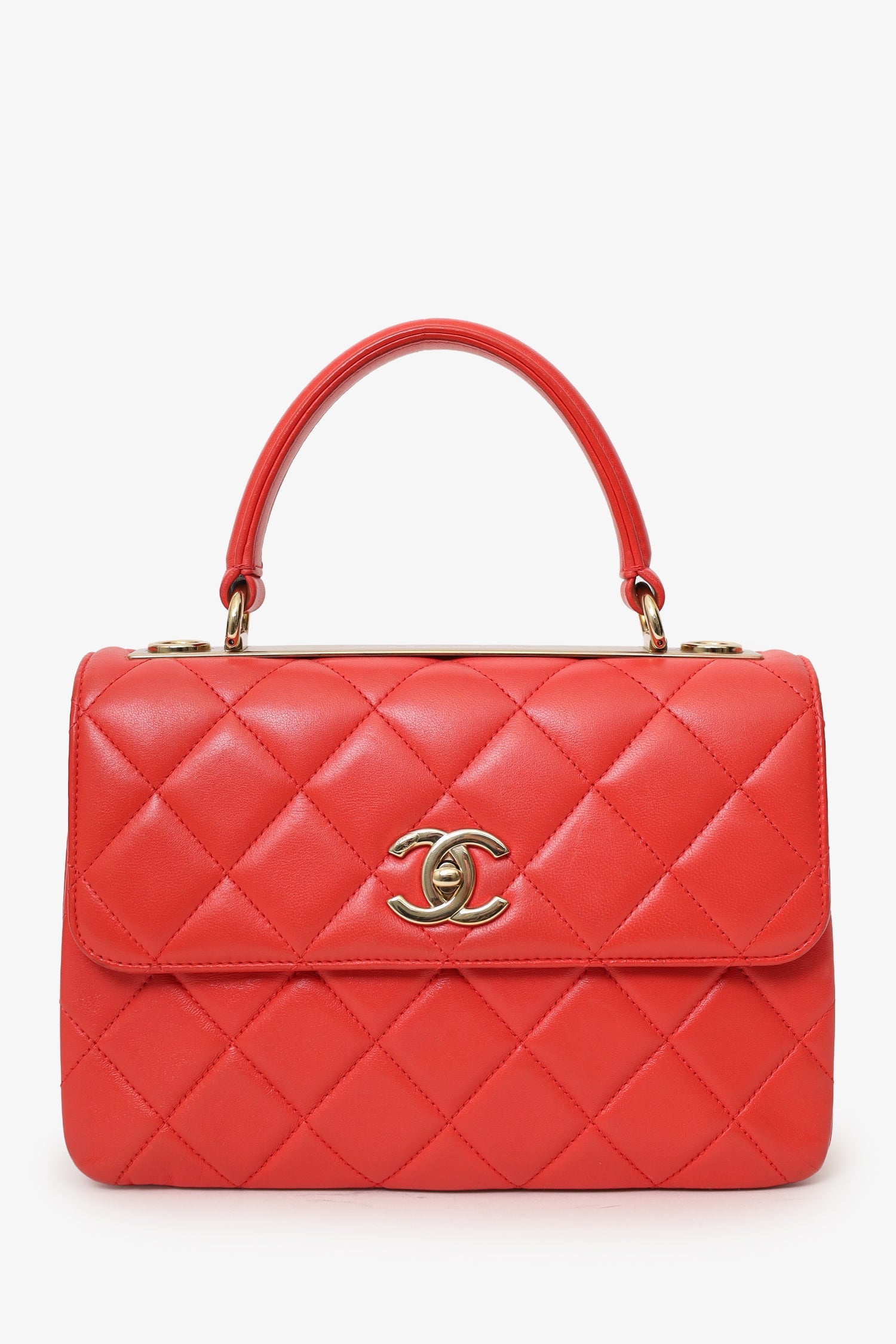 Pre-Loved Chanel™ 2019 Red Leather Trendy CC Small Top Handle