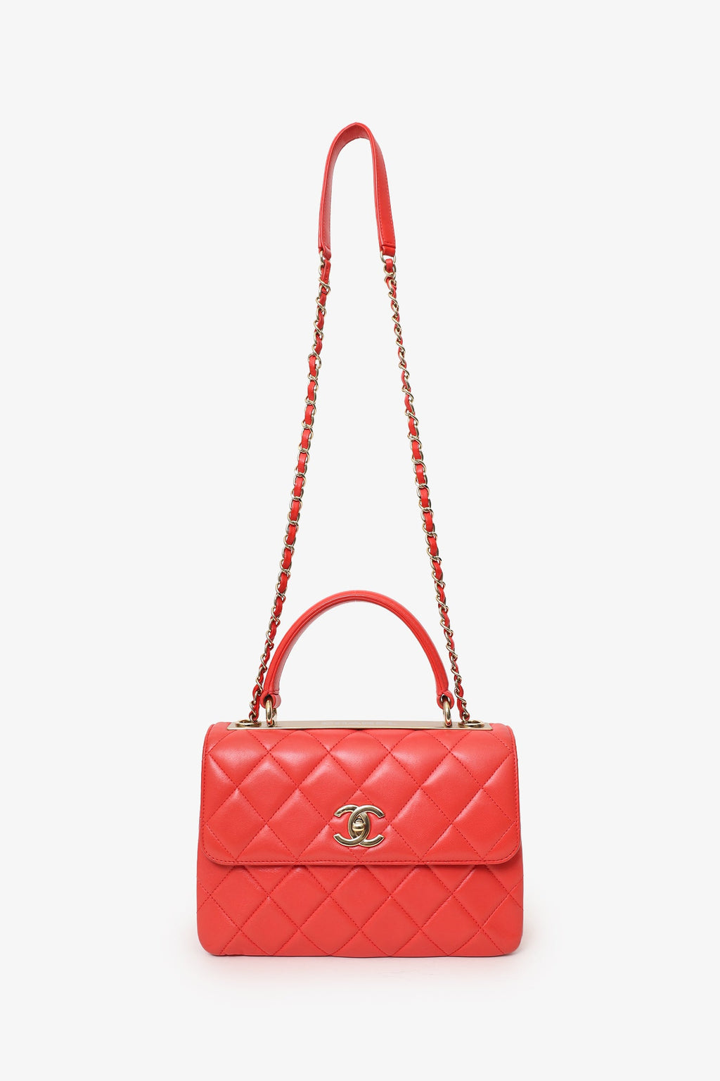 Pre-Loved Chanel™ 2019 Red Leather Trendy CC Small Top Handle