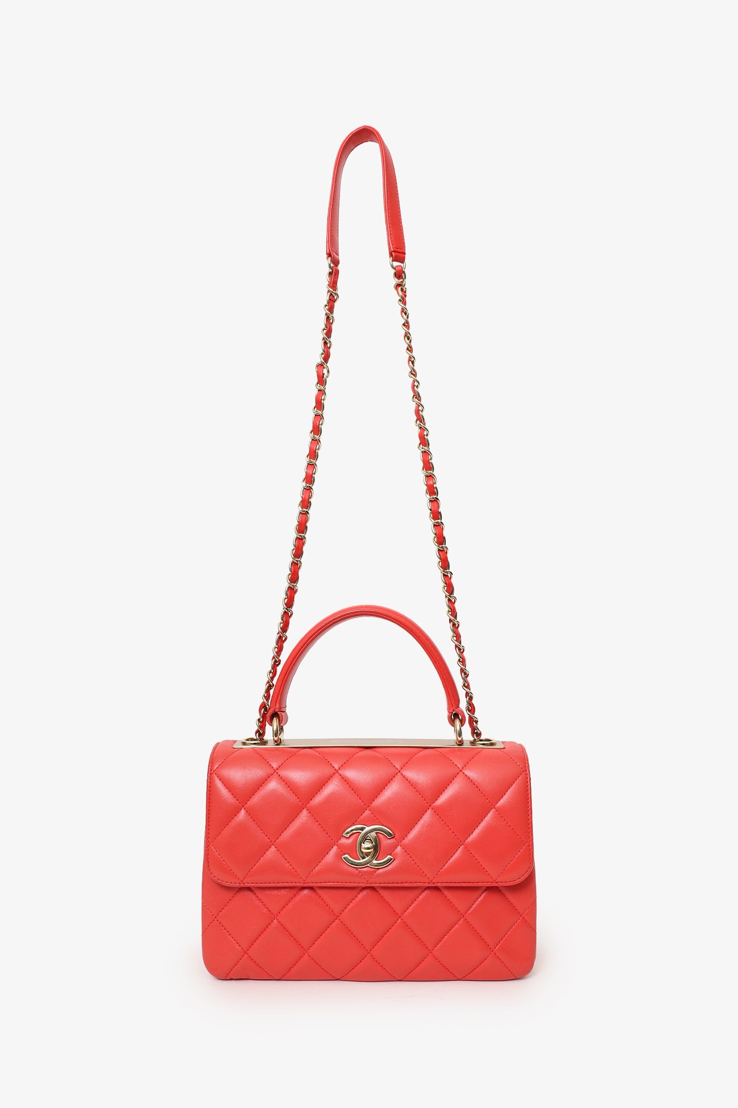 Pre-Loved Chanel™ 2019 Red Leather Trendy CC Small Top Handle