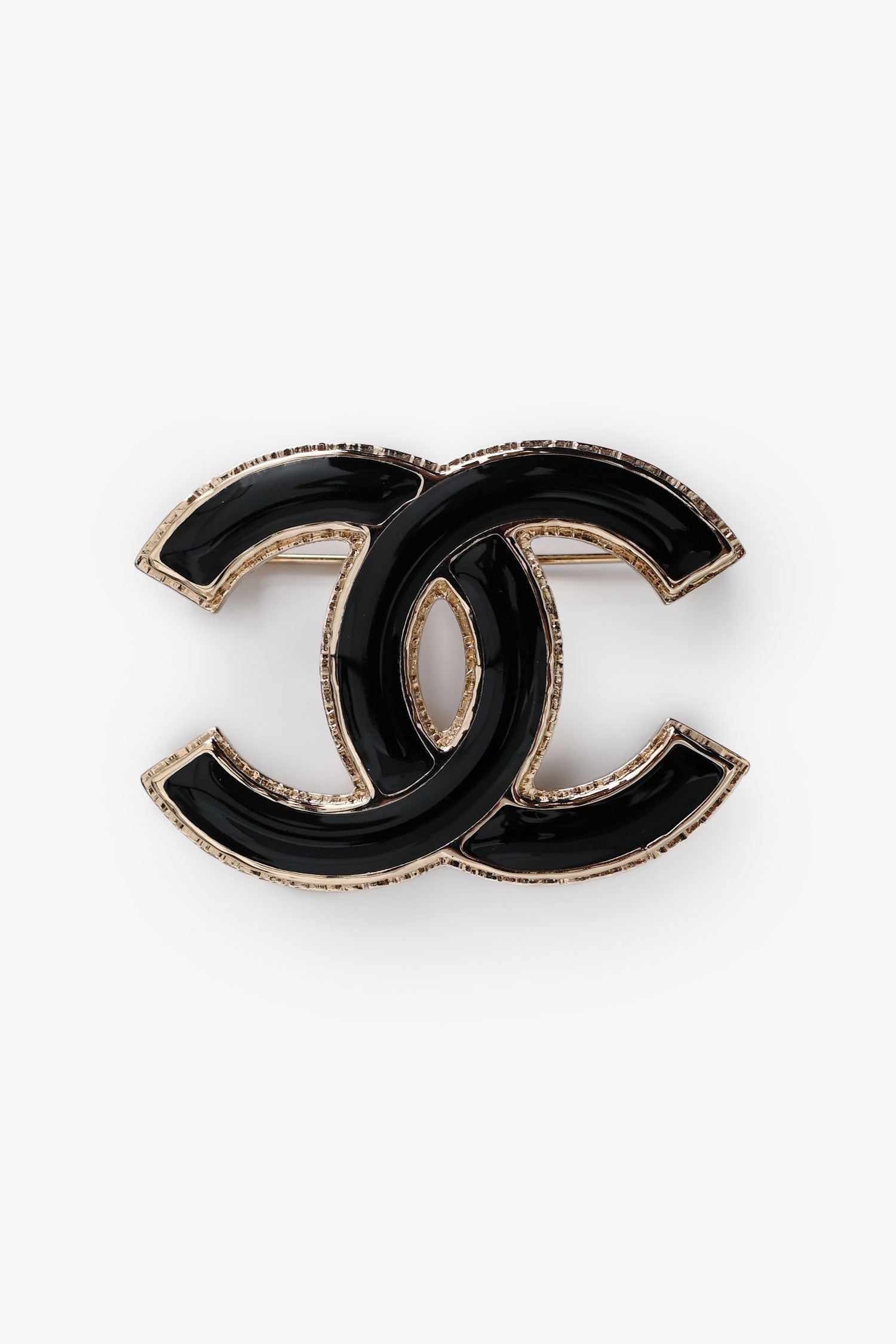 Pre-Loved Chanel™ Black Enamel CC Brooch