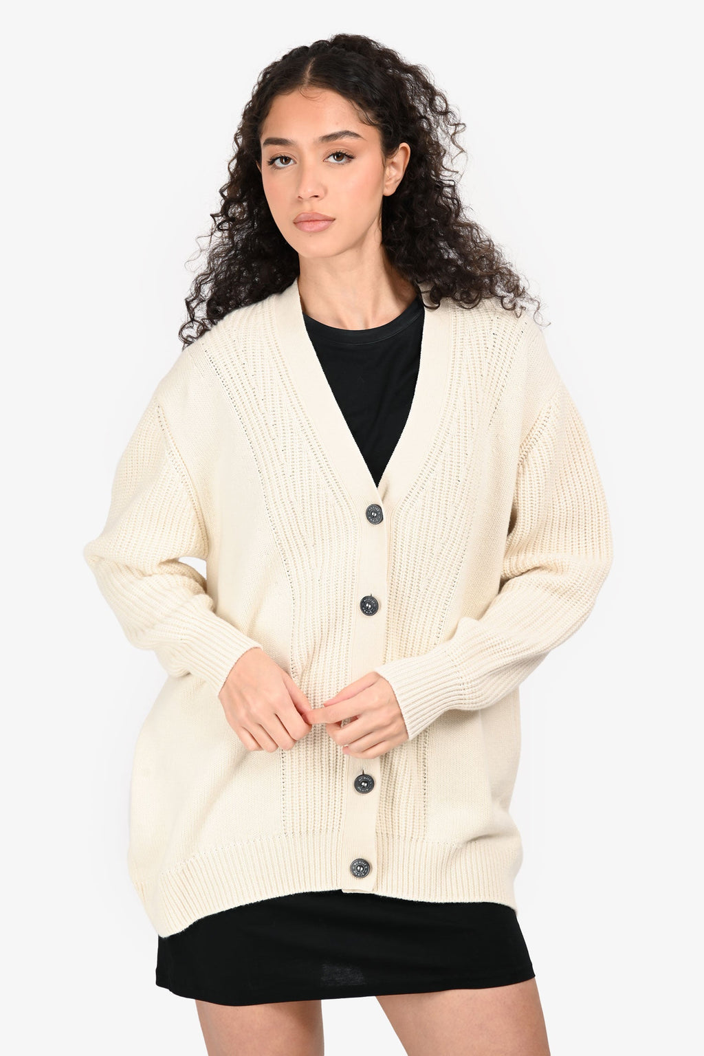 Hermès Cream Cashmere Logo Oversized igan Size 36