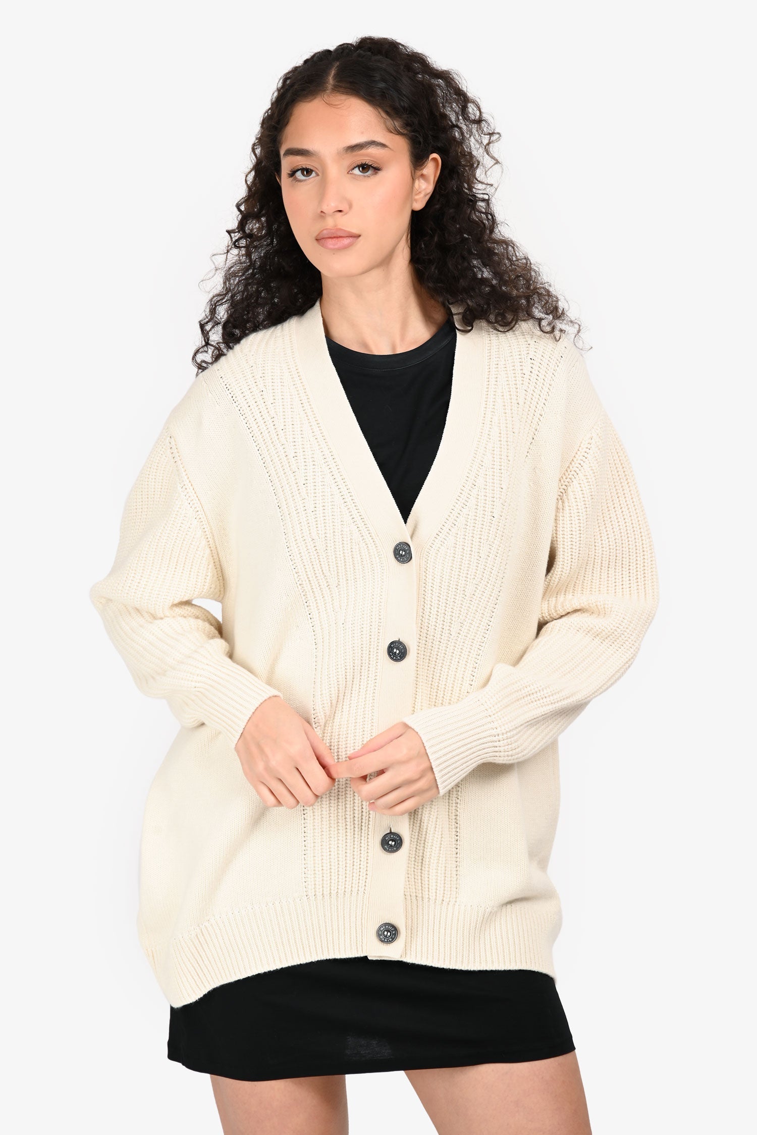 Hermès Cream Cashmere Logo Oversized igan Size 36