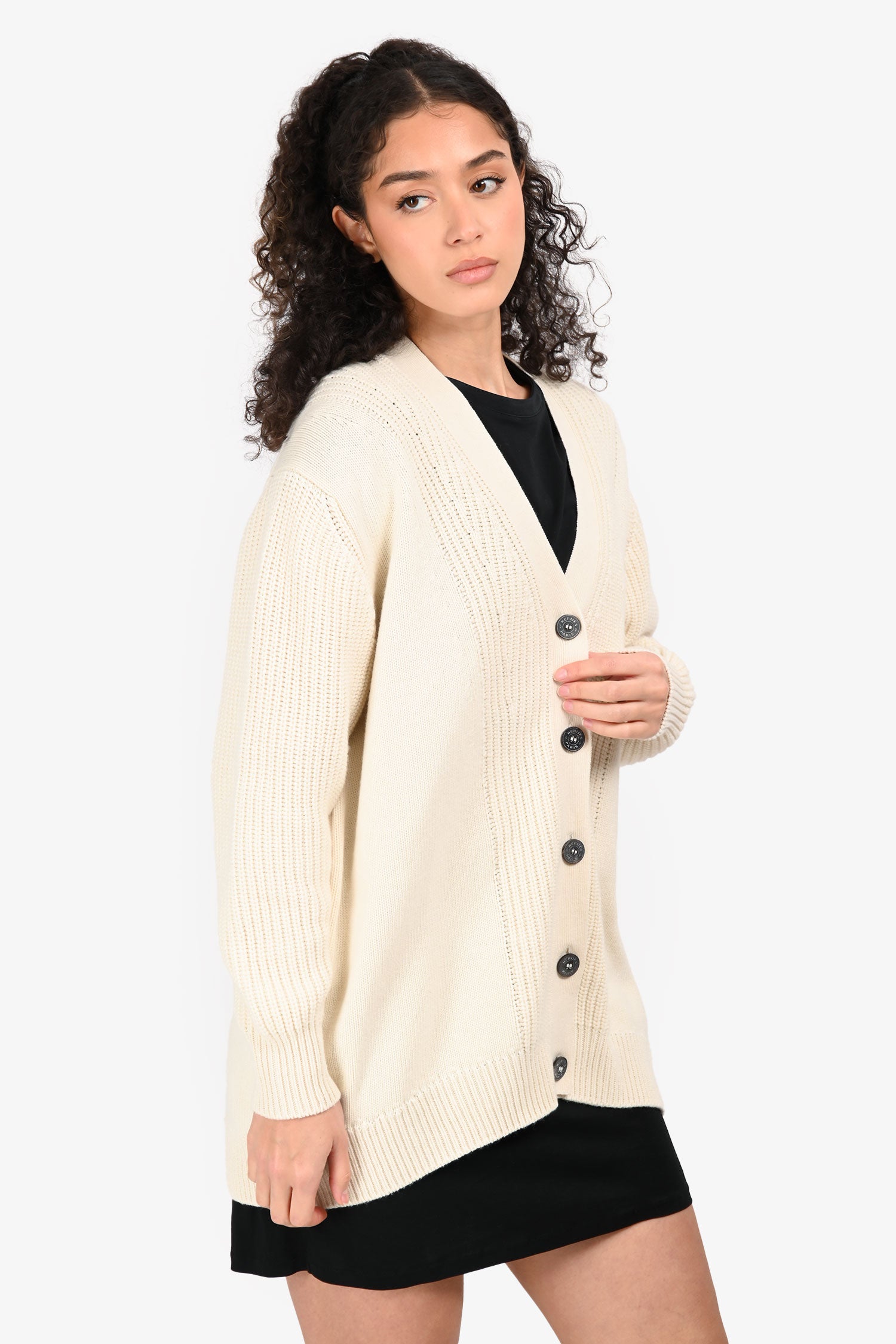 Hermès Cream Cashmere Logo Oversized igan Size 36