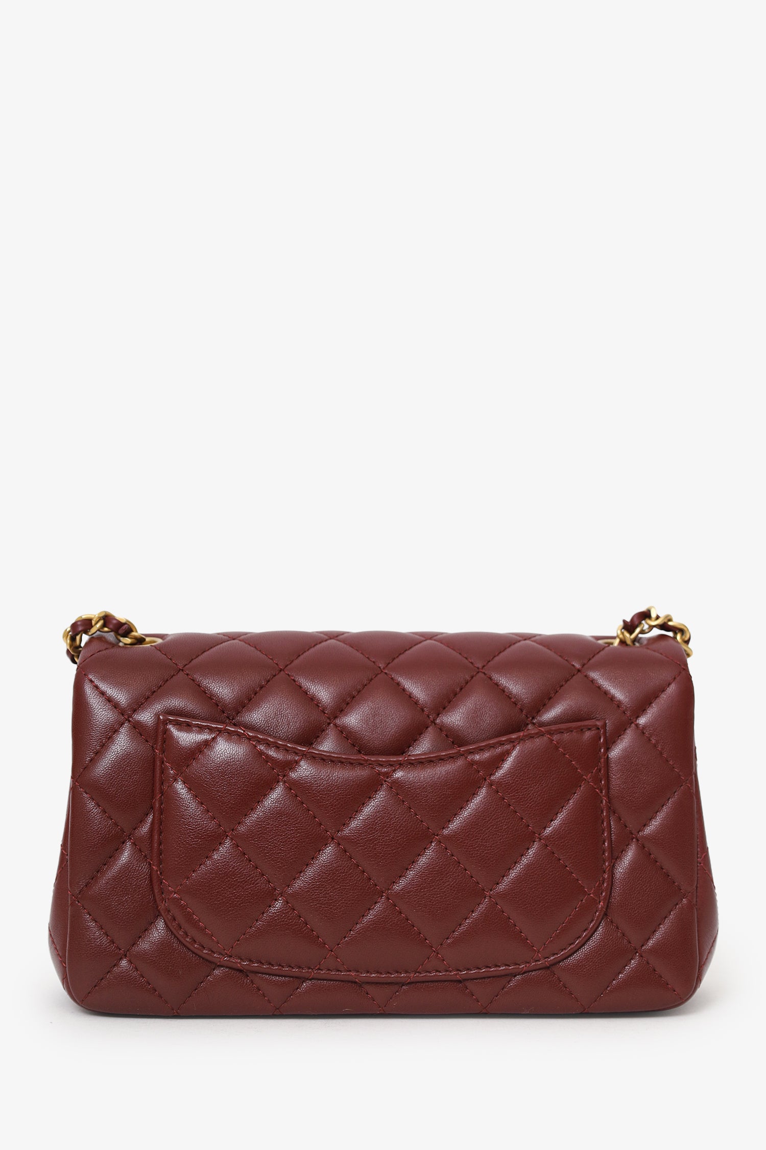 Pre-Loved Chanel™ 25K Burgundy Lambskin Mini Rectangular 'CC' Crush Flap Bag
