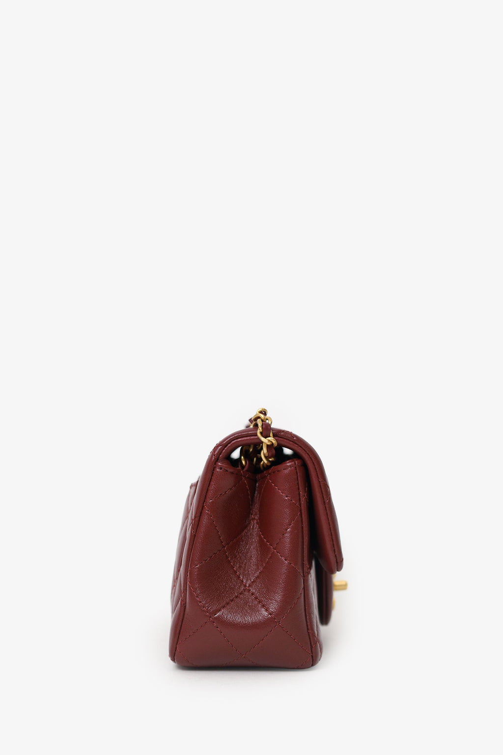Pre-Loved Chanel™ 25K Burgundy Lambskin Mini Rectangular 'CC' Crush Flap Bag