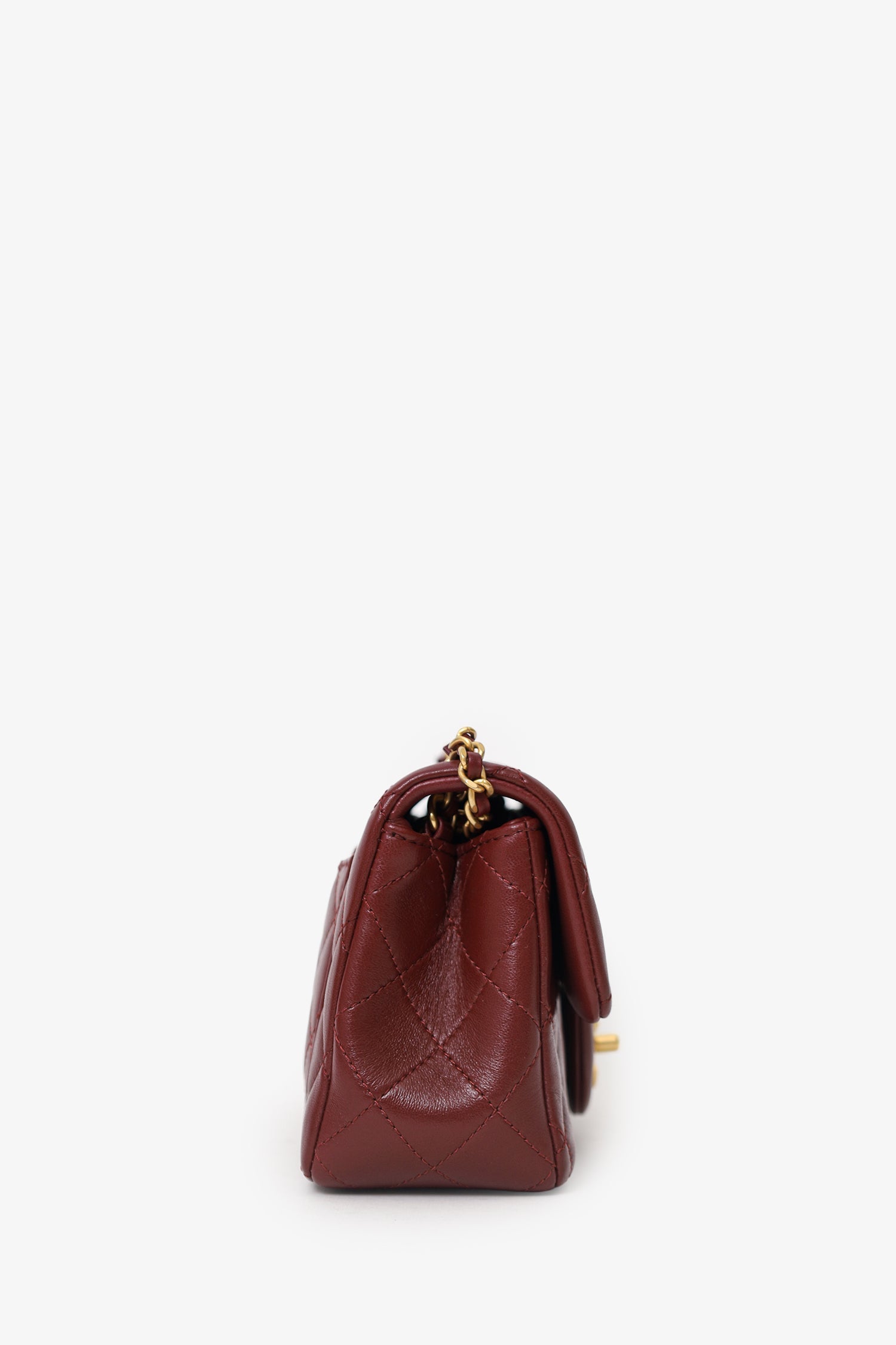 Pre-Loved Chanel™ 25K Burgundy Lambskin Mini Rectangular 'CC' Crush Flap Bag