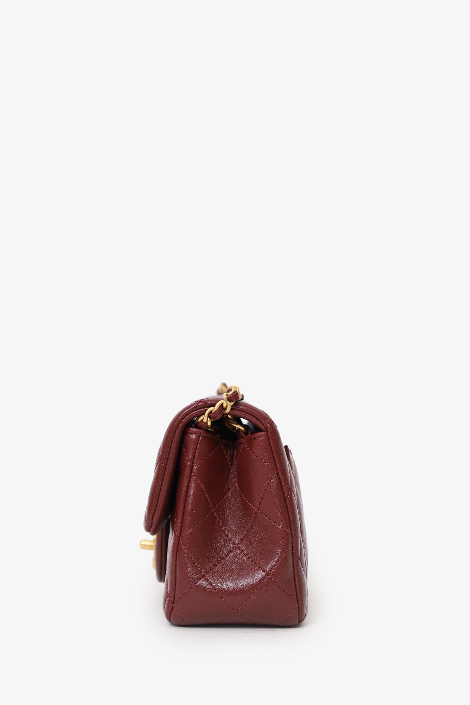 Pre-Loved Chanel™ 25K Burgundy Lambskin Mini Rectangular 'CC' Crush Flap Bag