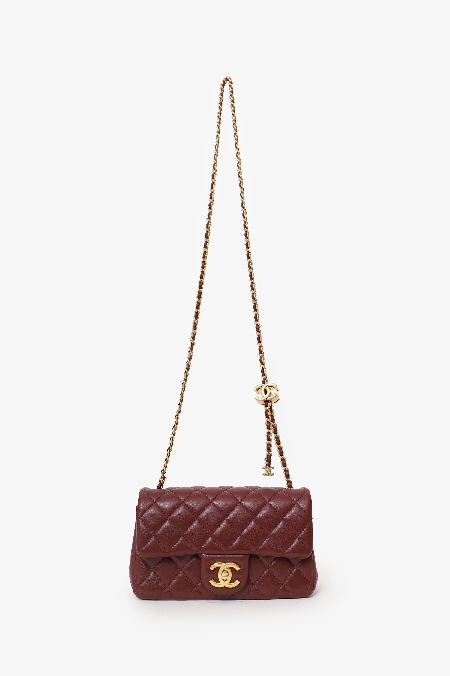 Pre-Loved Chanel™ 25K Burgundy Lambskin Mini Rectangular 'CC' Crush Flap Bag