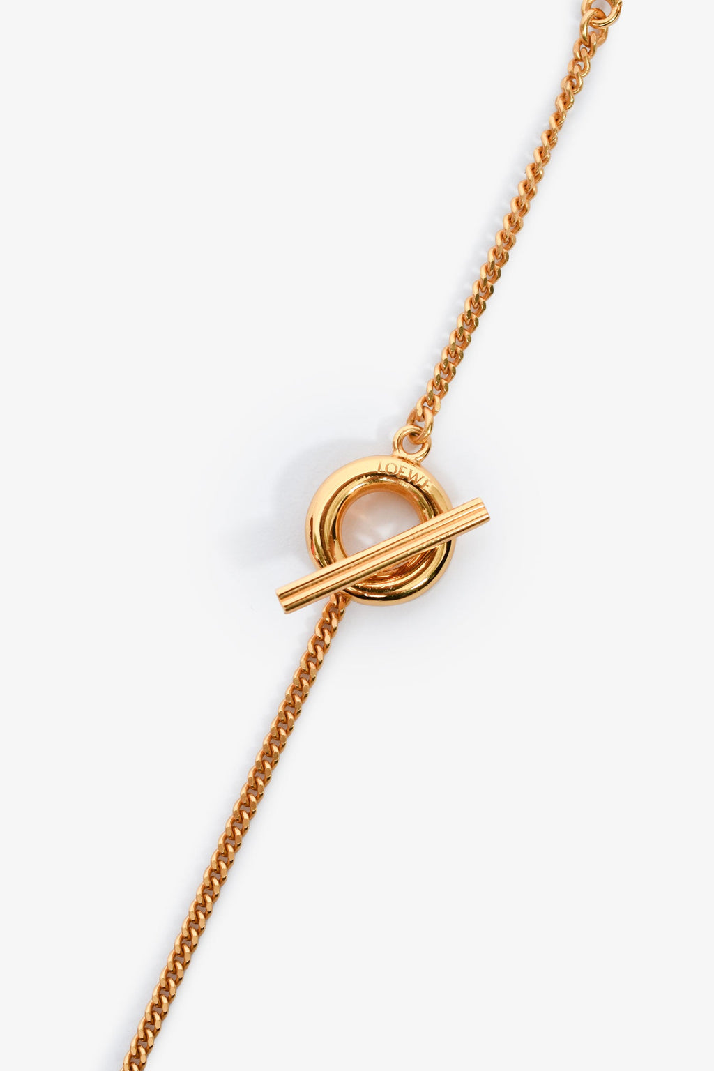 Loewe Gold Tone Anagram Pendant Necklace