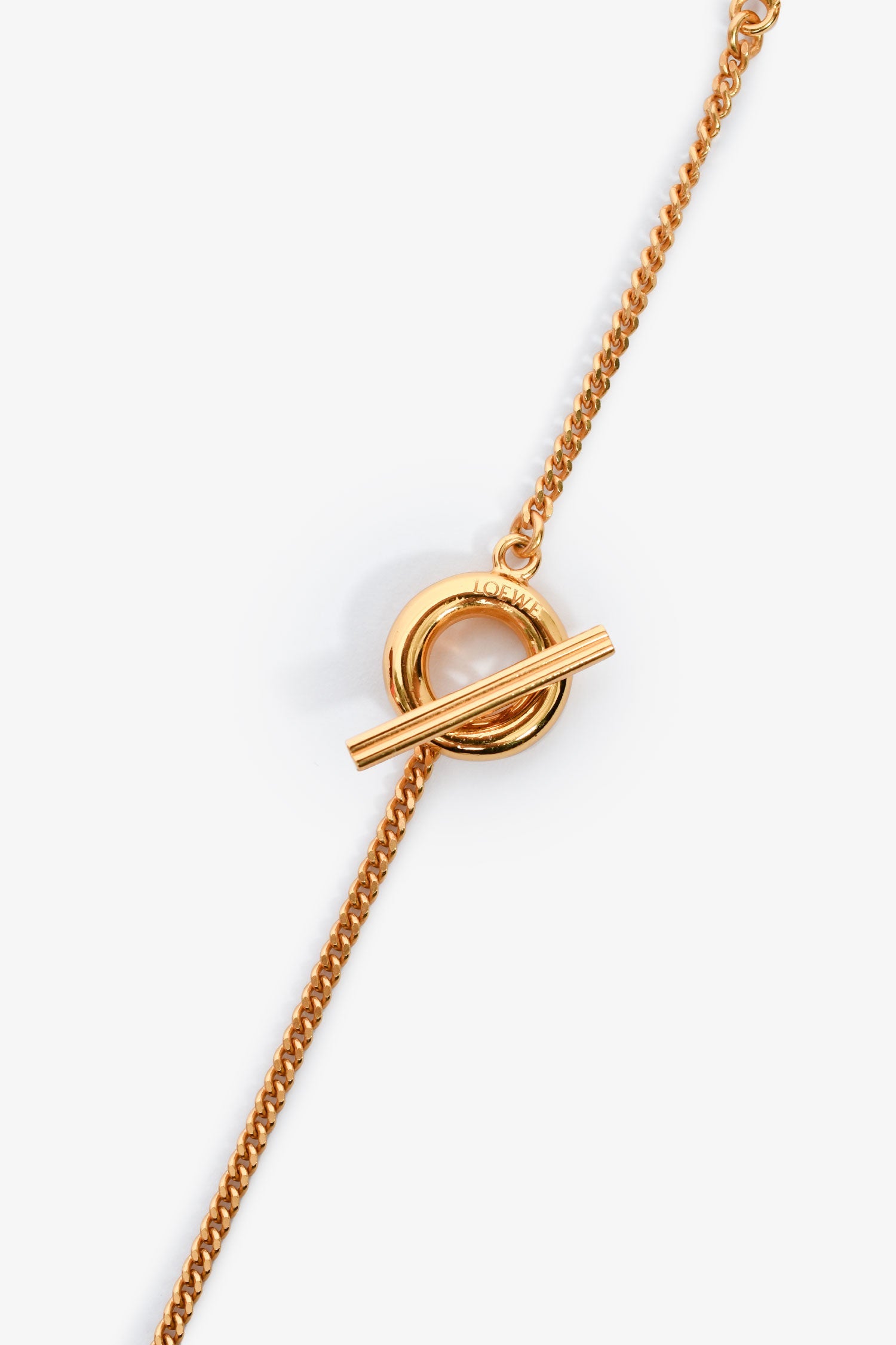 Loewe Gold Tone Anagram Pendant Necklace