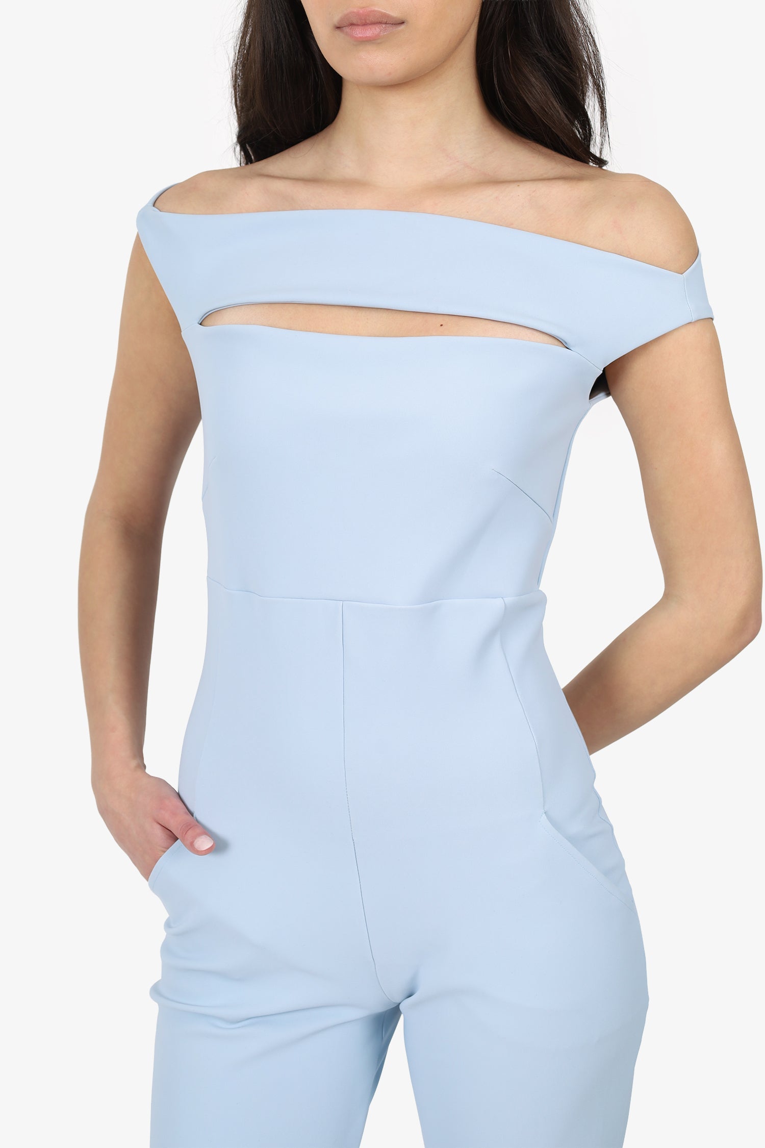 Chiara Boni Blue Cowel Neck Jumpsuit Size XS