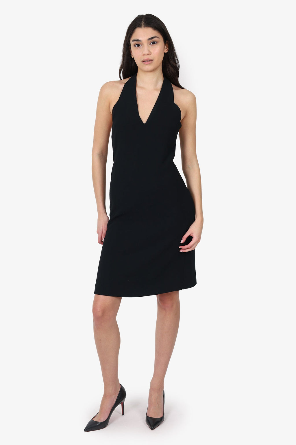Carvan Black V-Neck Halter Neck Dress Size 38
