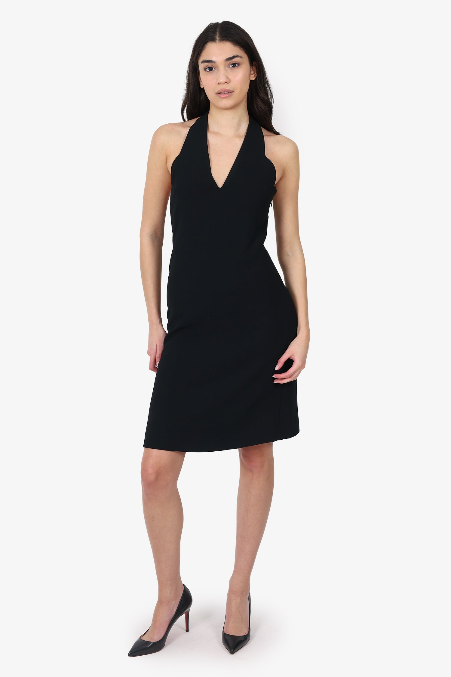 Carvan Black V-Neck Halter Neck Dress Size 38