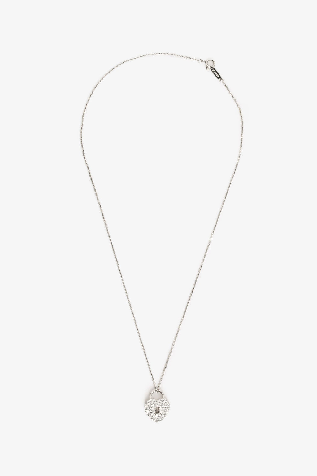 Tiffany & Co. Platinum Diamond Heart Lock Pendant Necklace