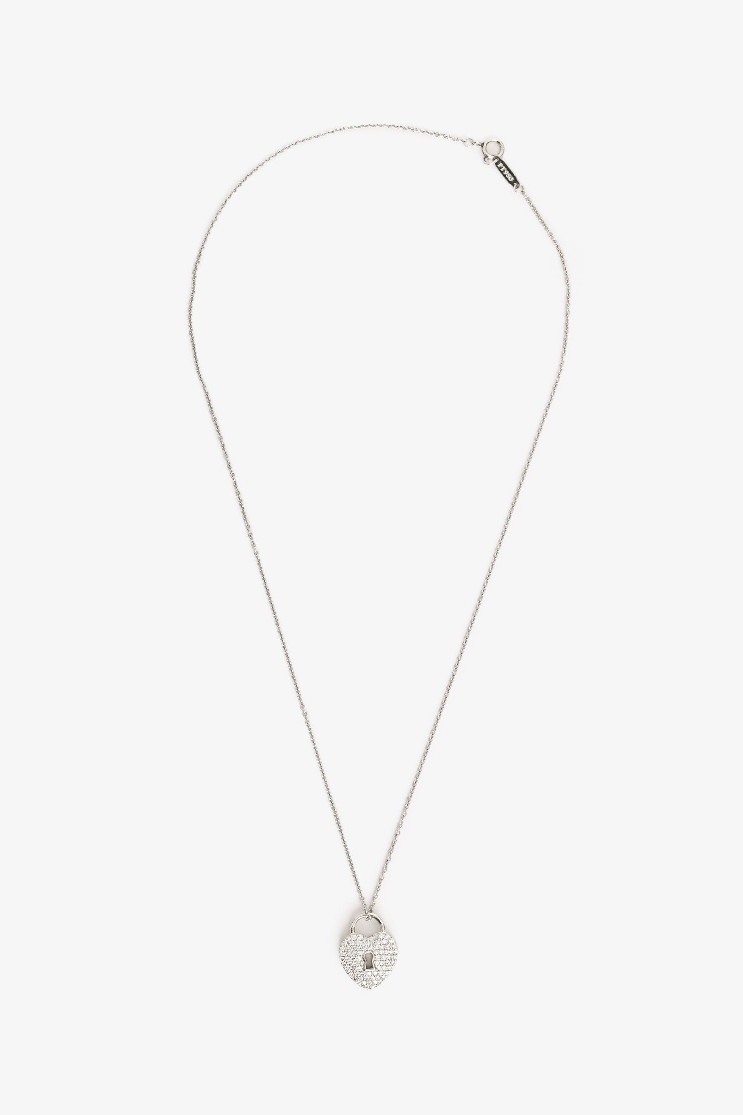 Tiffany & Co. Platinum Diamond Heart Lock Pendant Necklace
