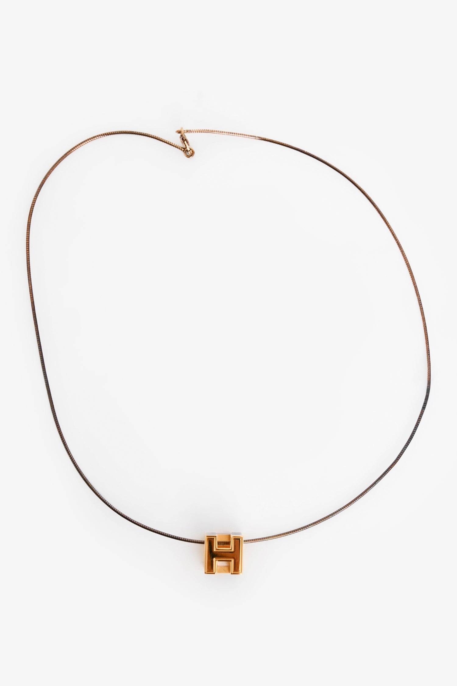 Hermès Blue/Gold Cage d'H Pendant Necklace