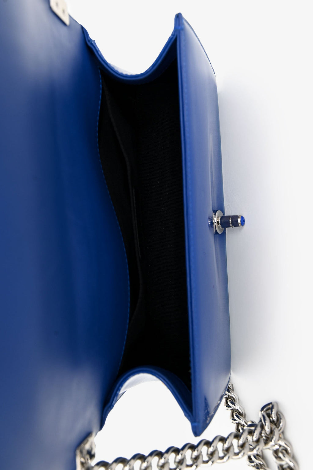 Pre-Loved Chanel™ 2014/15 Cobalt Blue Patent Old Medium Boy Bag