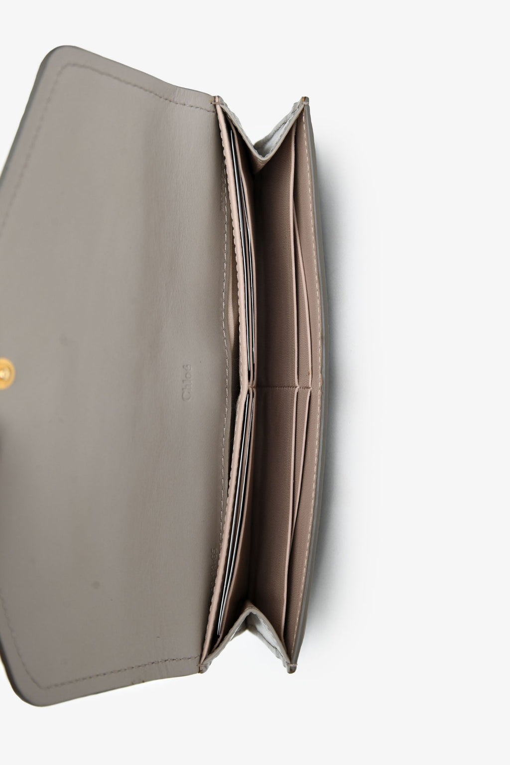 Chloe Taupe Leather Lock Long Wallet