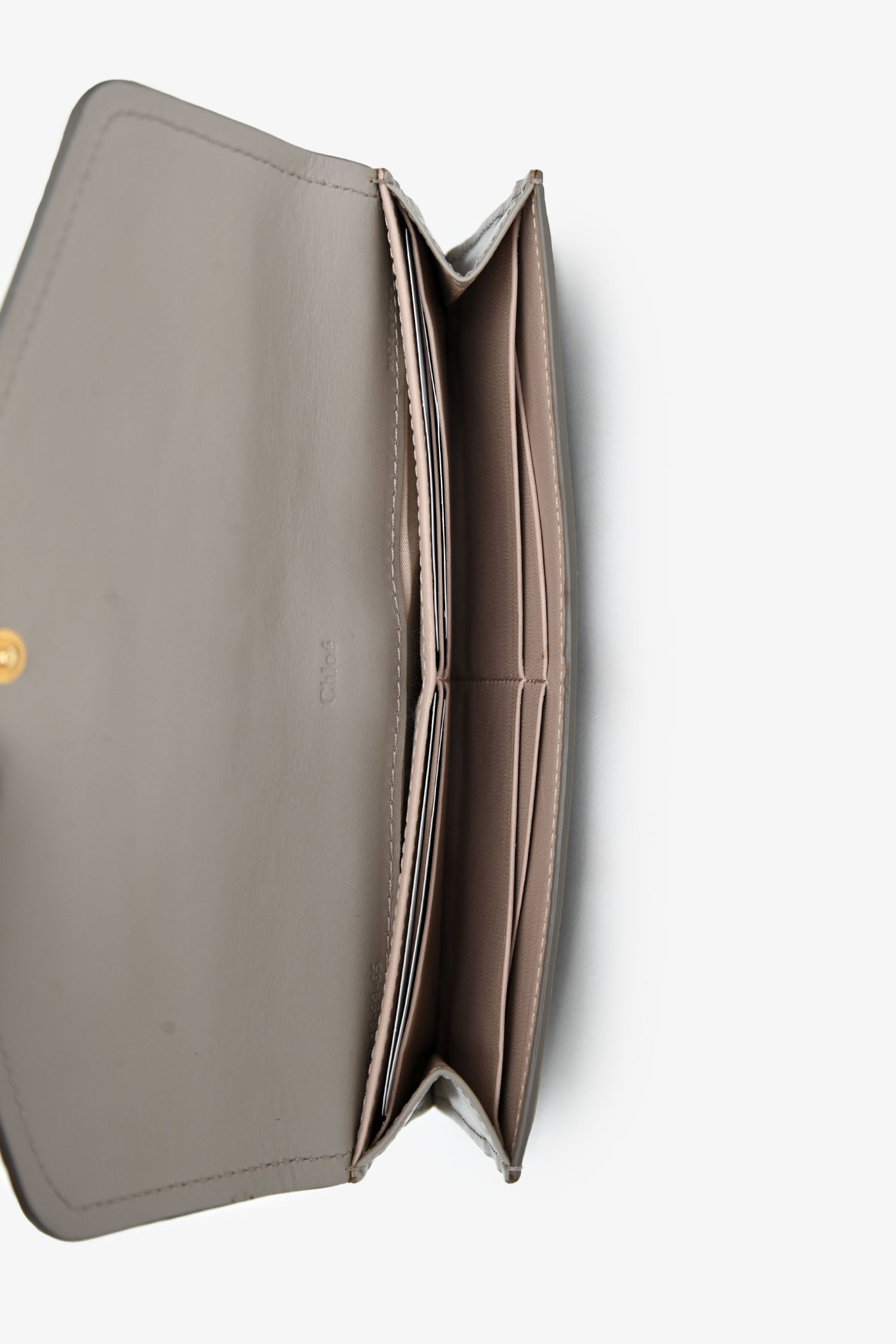 Chloe Taupe Leather Lock Long Wallet