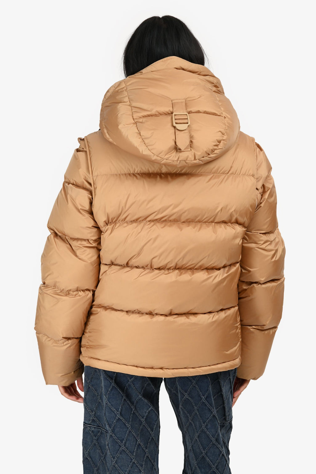 Burberry London Tan Hooded Removable Sleeve Puffer Jacket Size S Mens