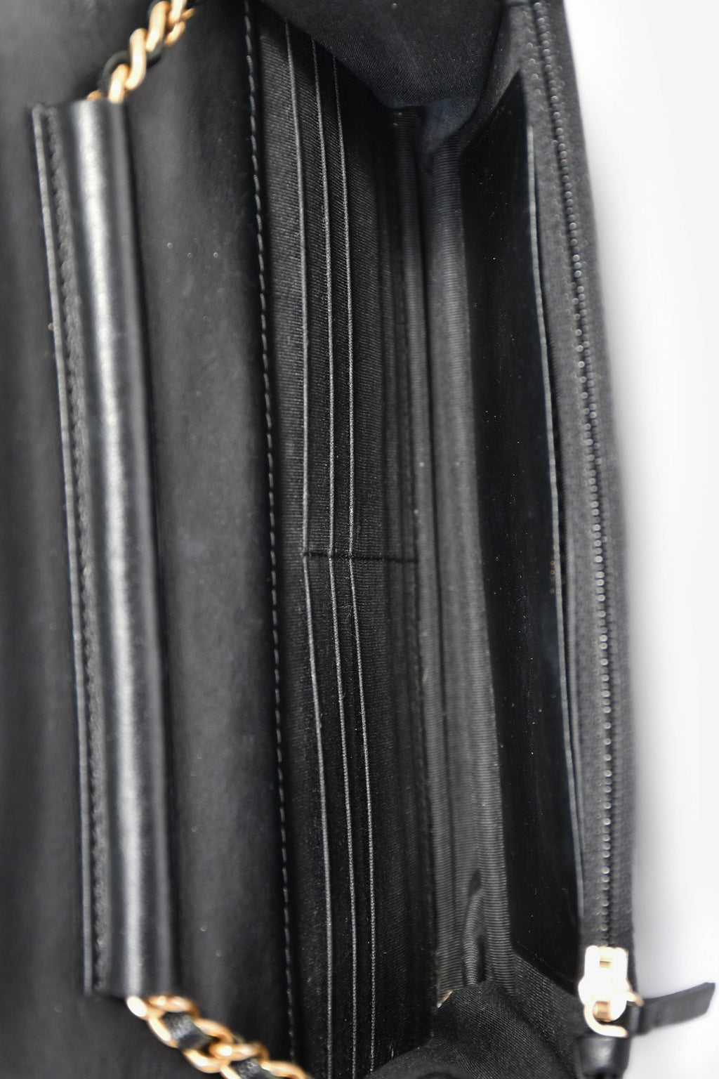 Pre-Loved Chanel™ 2018/19 Black Caviar Leather CC Boy Wallet on Chain