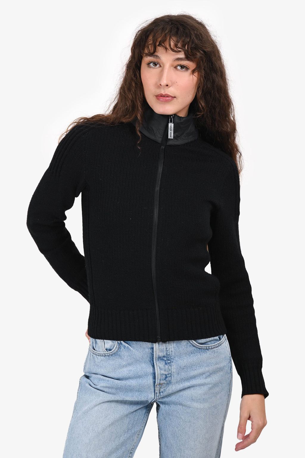 Canada Goose Black Wool Zip-Up igan Size S