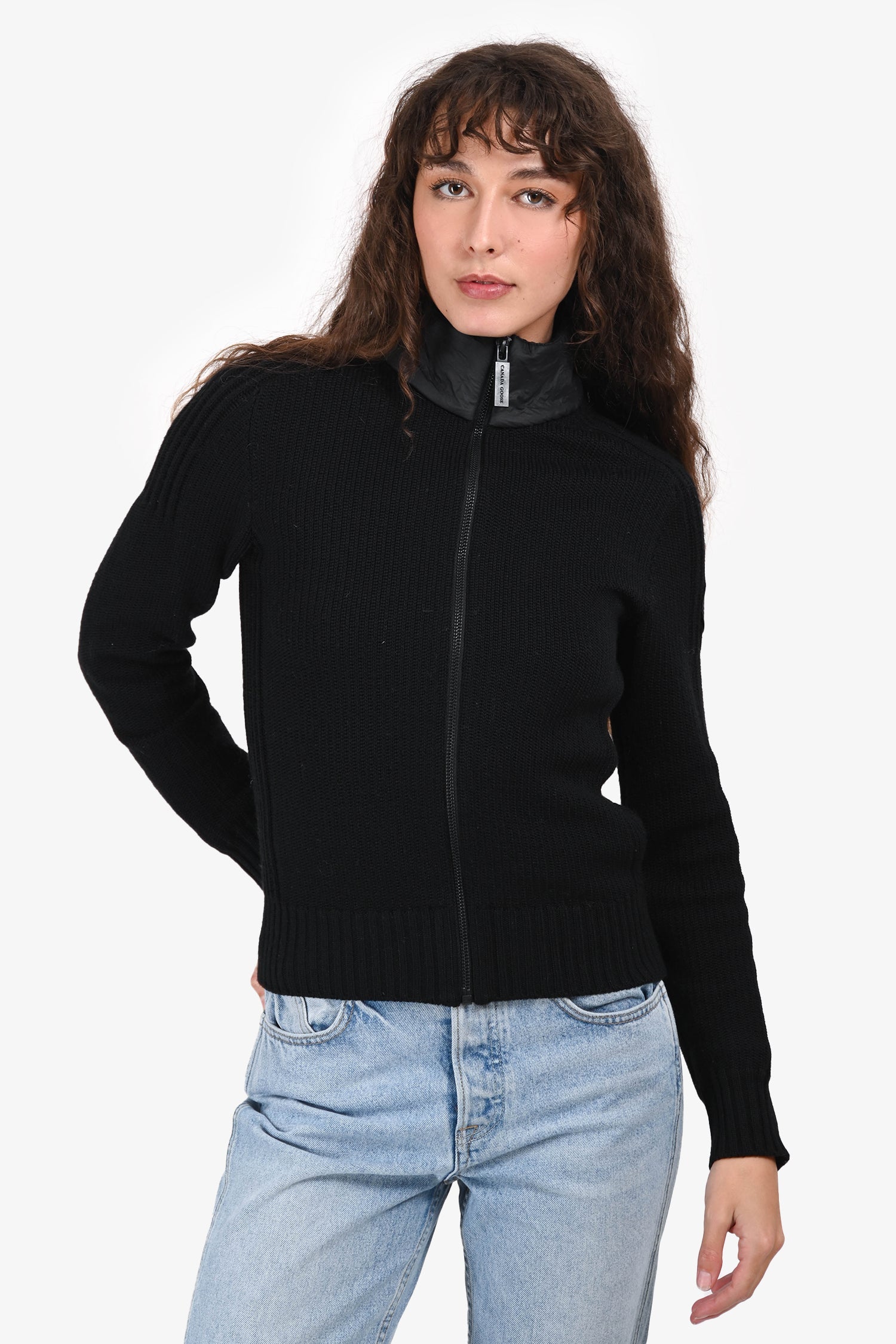 Canada Goose Black Wool Zip-Up igan Size S