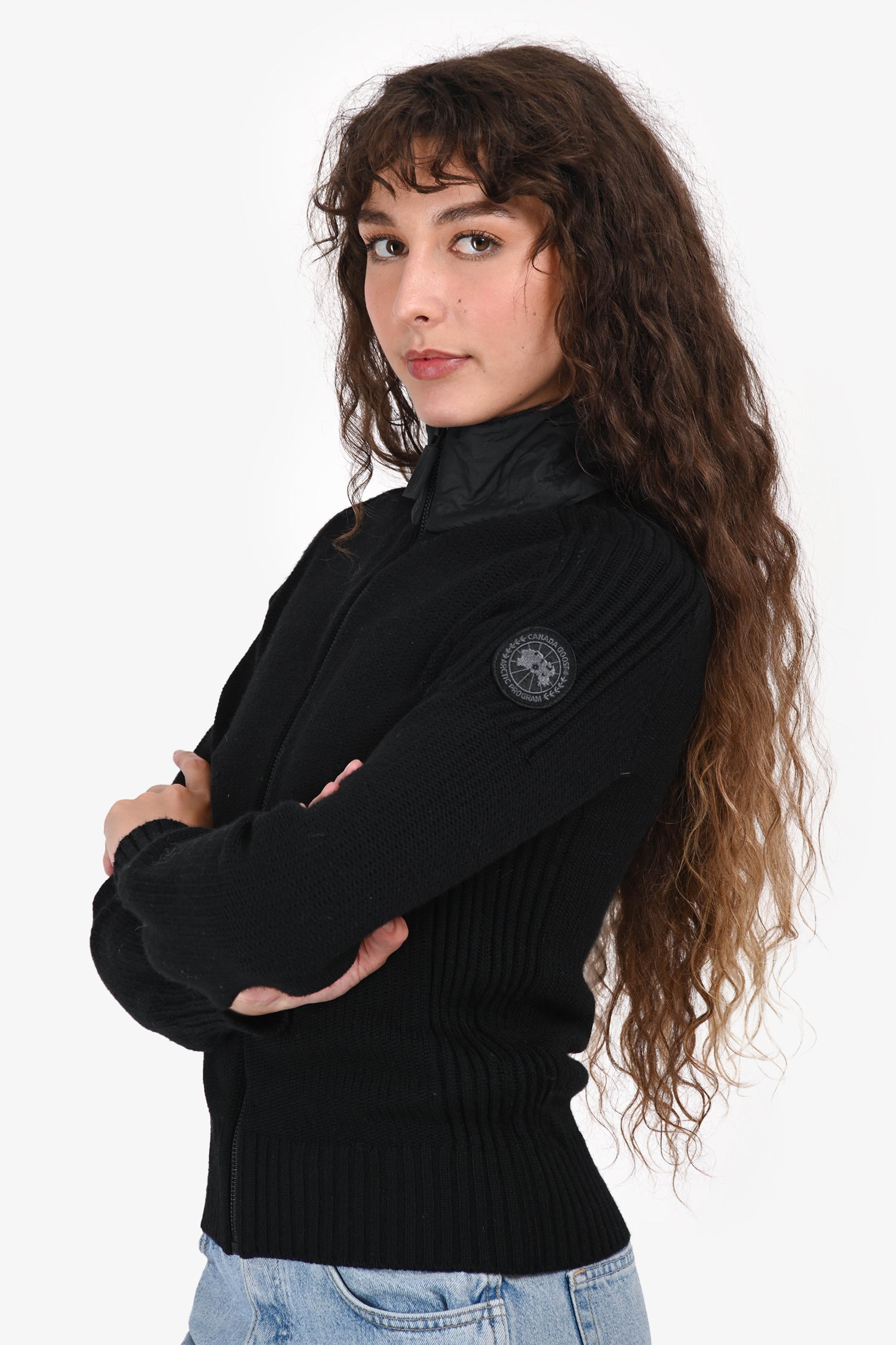 Canada Goose Black Wool Zip-Up igan Size S