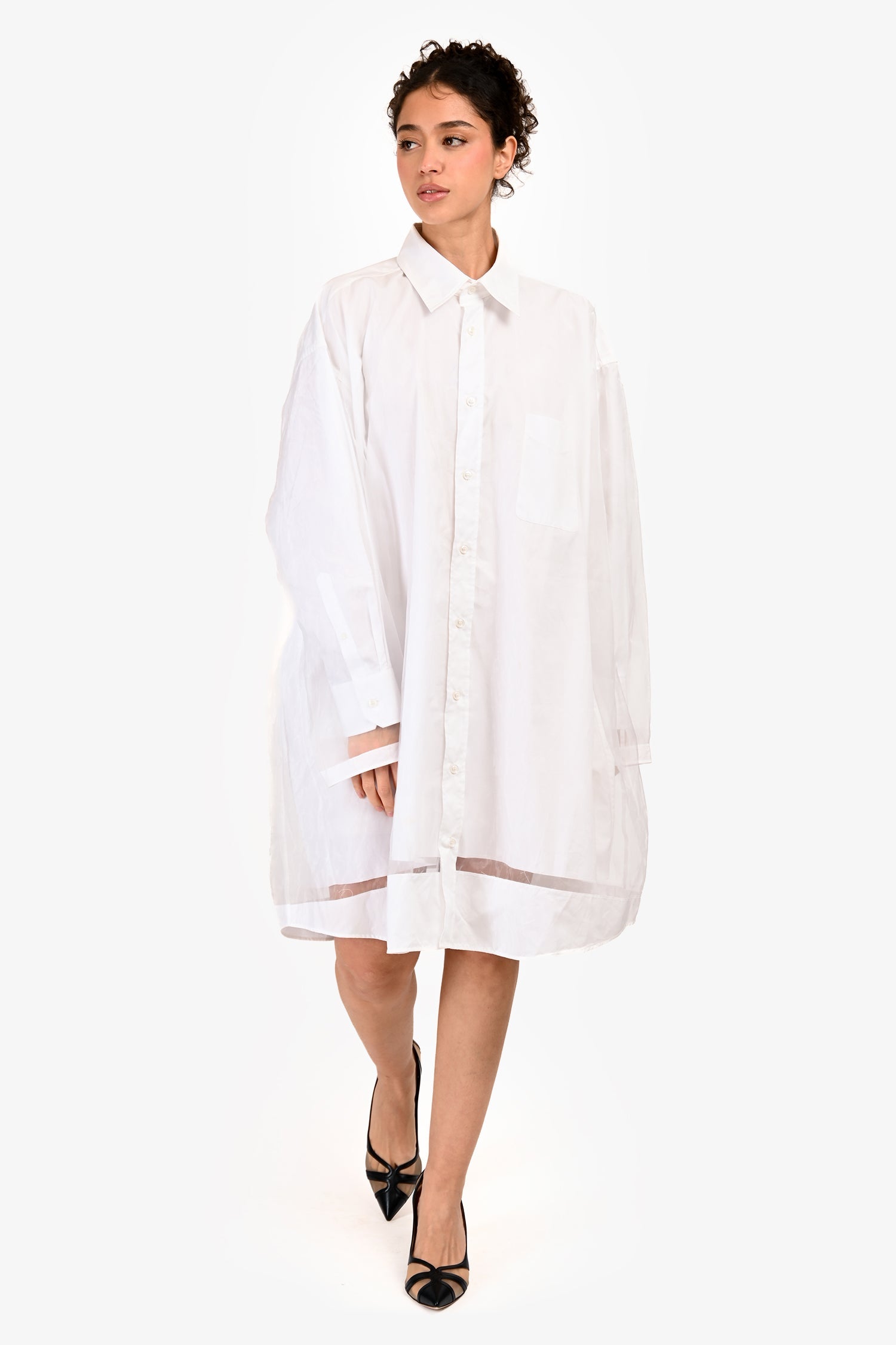 Maison Margiela 2020 White Cotton Double Lined Button Down Dress Size 38